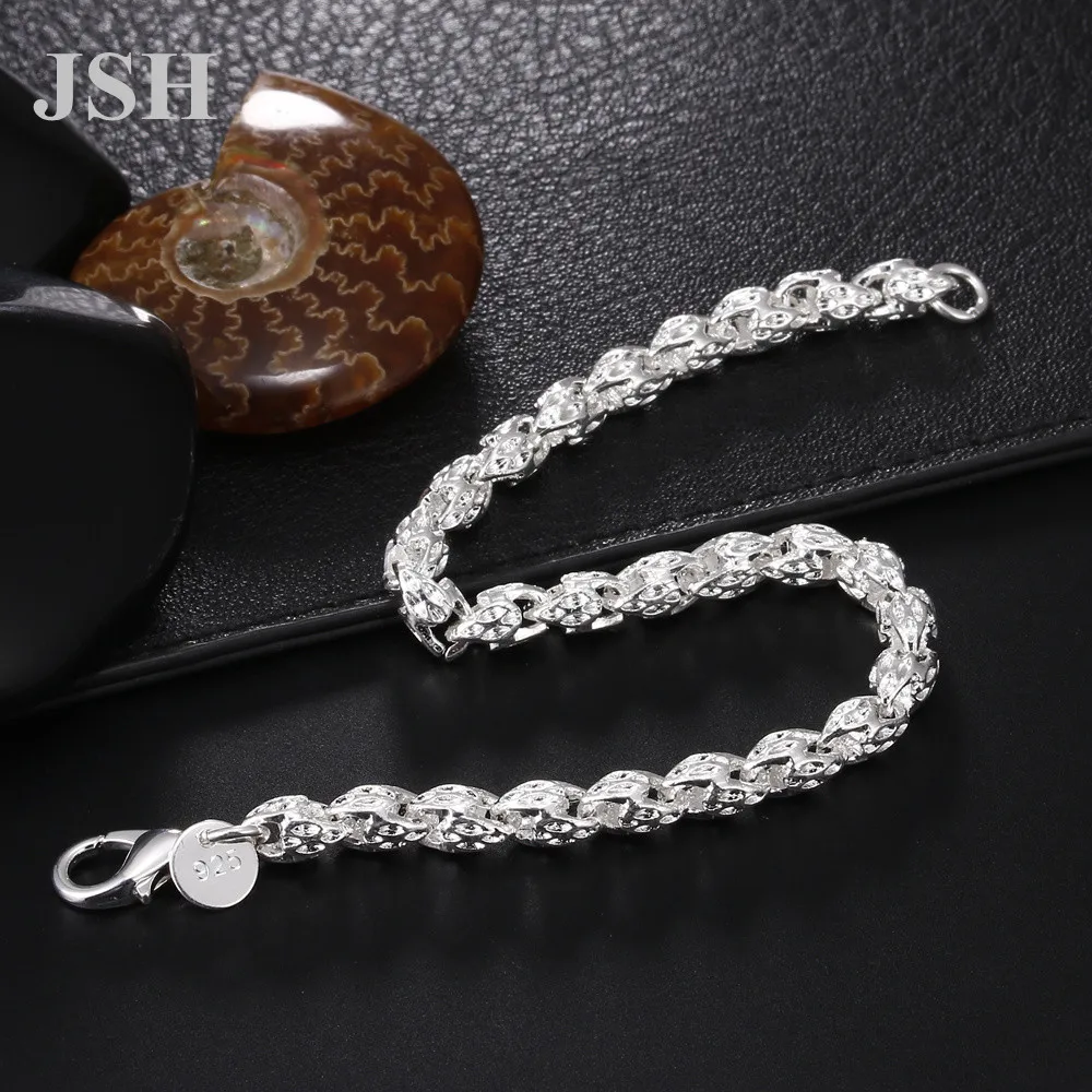 

Silver exquisite chain for women Men lady cute noble nice bracelet fashion charm chain jewelry wedding party gift LH025