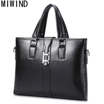 

MIWIND Men Casual Briefcase Bag PU Leather Shoulder Messenger Bags Computer Laptop Handbag TAX1146