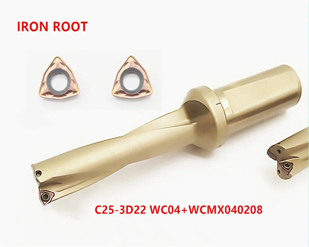 Индексируемая дрель New1P C25-3D22 WC04 U drill + 2P WCMX040208-FZ 6115 вставка |