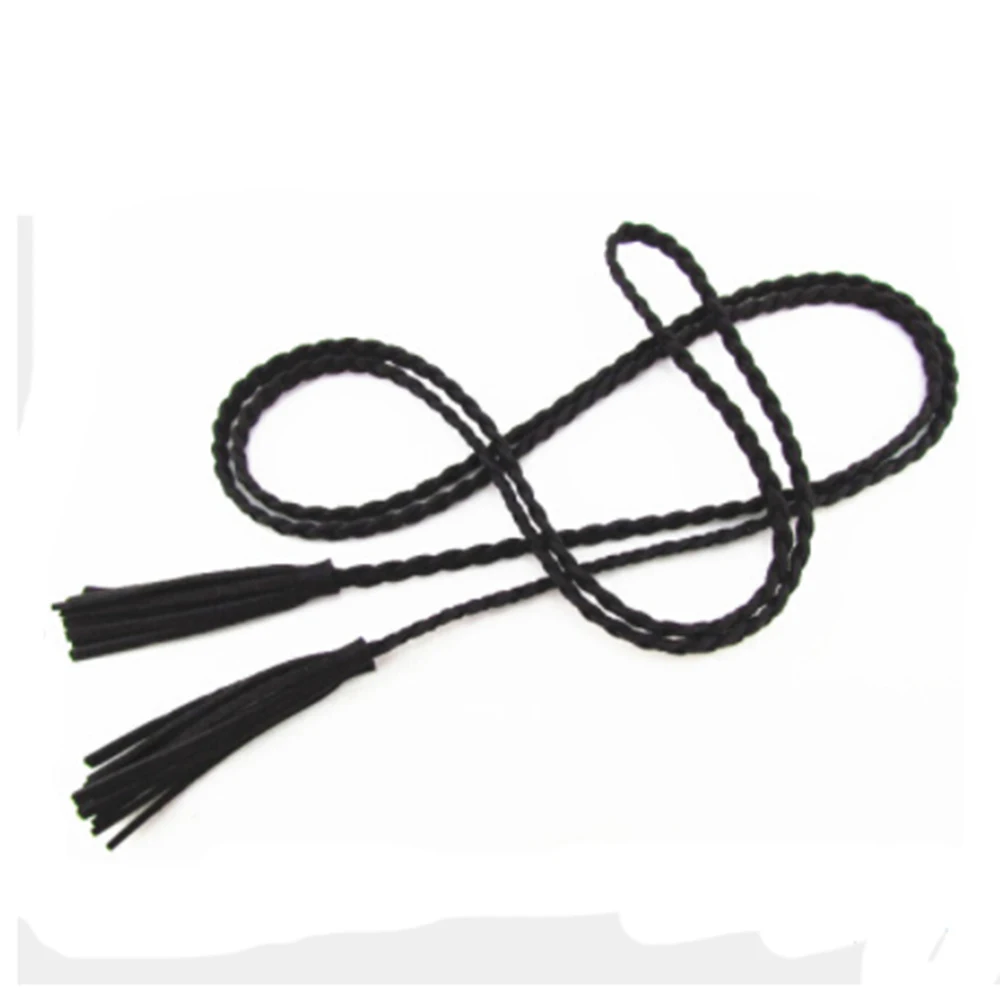 

Prevalent Hand-knit Long Leather Designer Braid Waist Belt with Tassel Party Belts Cummerbunds for Women Girls String Waistband