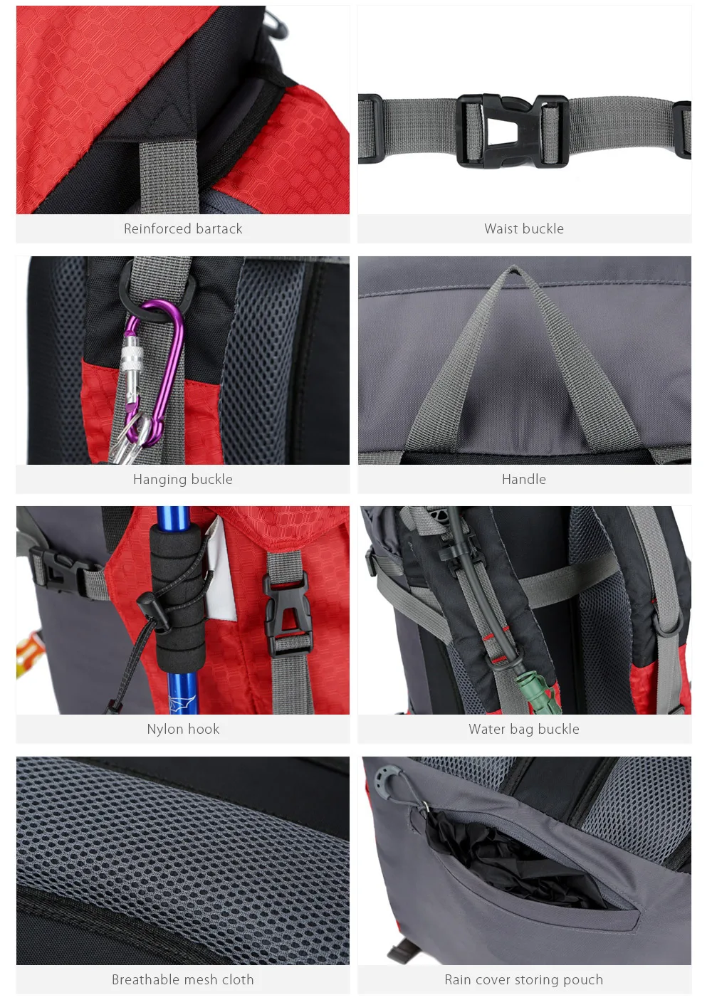 FREEKNIGHT FK0395 60L Water Resistant Climbing Hiking Backpack with Rain Cover