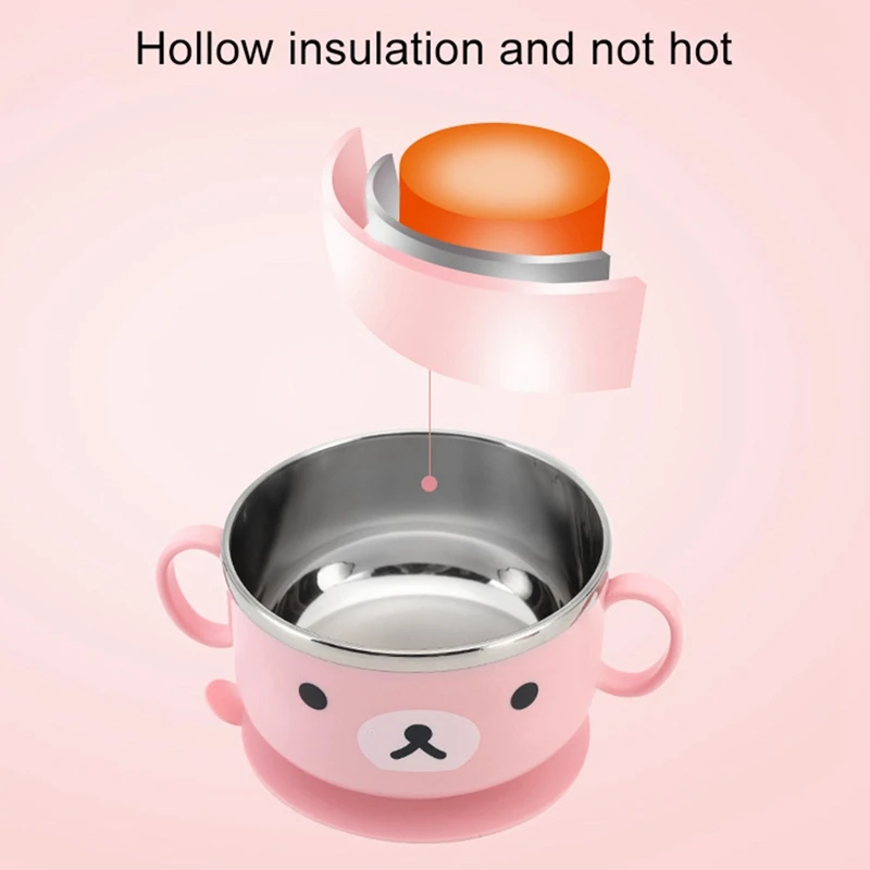 Baby Feeding Suction With Lid Spill Proof Stay Put Anti-scald Stainless Steel Kids Insulation Bowls Spoon Set Baby Feeding Suction With Lid Spill Proof Stay Put Anti-scald Stainless Steel Kids Insulation Bowls Spoon Set