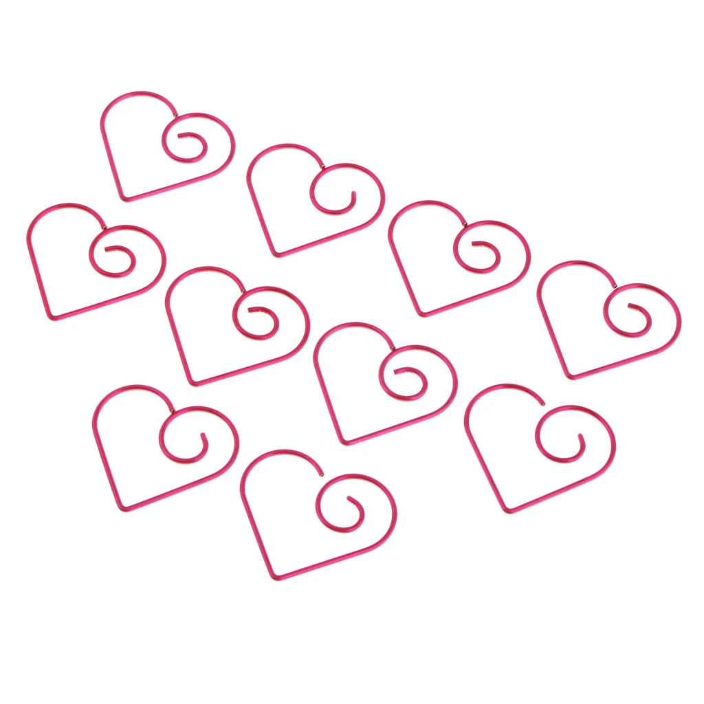 10pcs Love Heart Shape Paper Clips Suit For Book Marker /Documents Binder Clips /Office Organizer
