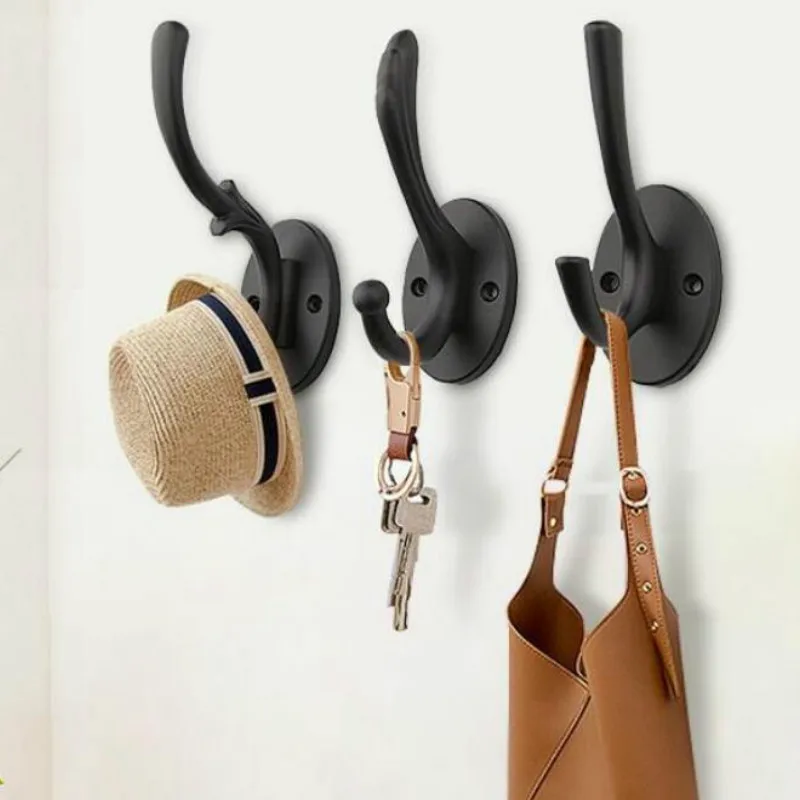 European zinc alloy coat hook solid black single wall hanging retro door wx8251636 | Обустройство дома