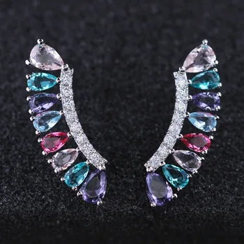 

Newranos Ear Crawler Earrings Ear Cuff Earrings Women Charming Wrap Stud Earrings cubic zirconia party earring women jewelry