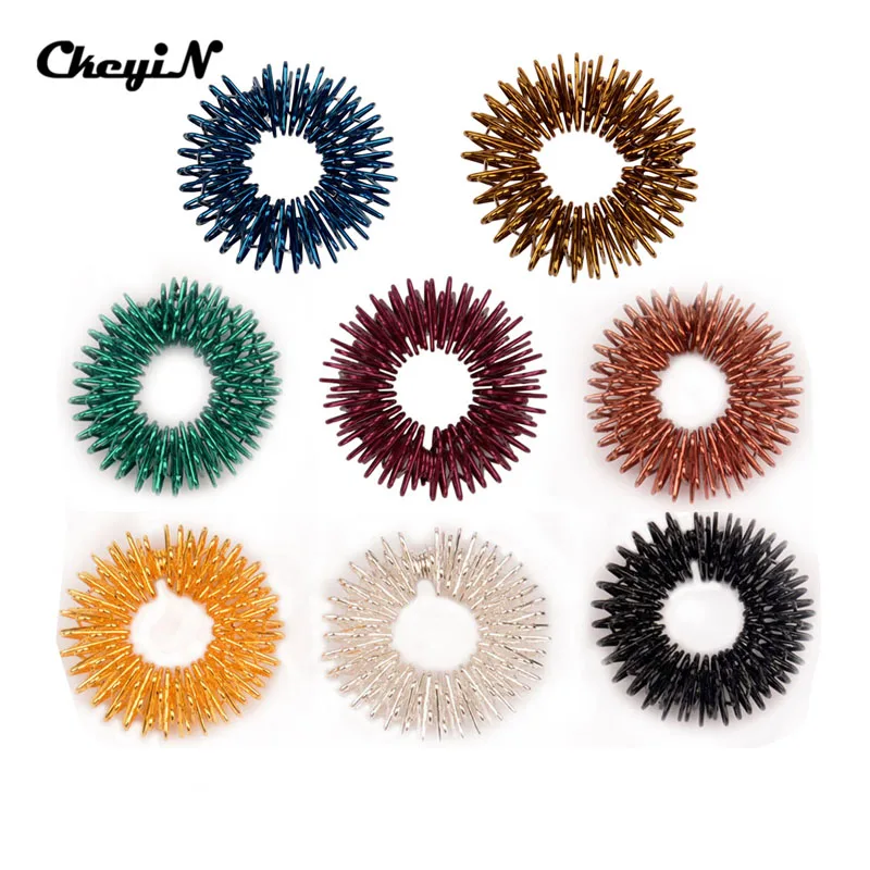 5pcs/Set Stainless Steel Finger Massage Ring Acupuncture Ring Therapy Relax Hand Blood Circulation Pain Relief Health Care