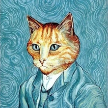 Дизайнерская Лоскутная ручная ткань с изображением кошки Ван Гога, хлопок, ручная работа, сделай сам, ткань для шитья, пэчворк, сделай сам, украшение, цифровая печать, нашивка