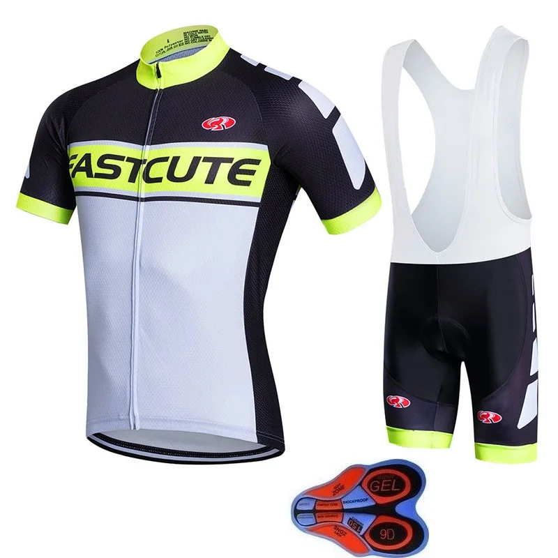 

2018 NEW MTB bike jersey bib Brand Fastcute Cycling Sets Breathable Cycling Jerseys Quick-Dry Cycling Clothing Bib 9D GEL Pad