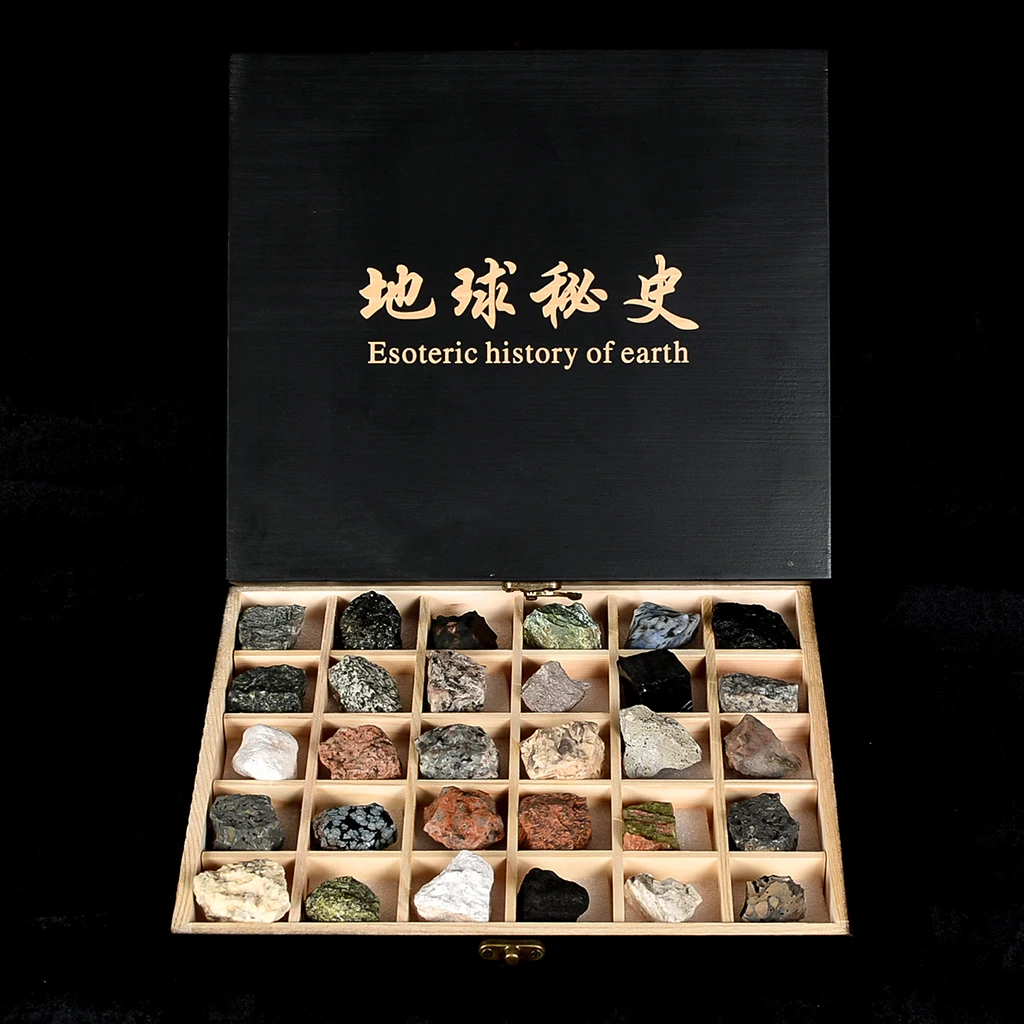 30pcs/Set Rocks and Minerals Collection - Igneous Rock Specimens Geology Earth Science Toy School Teaching Aids Tool