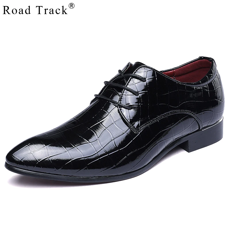 Road Track Men Flat PU Leather Business Dress Shoes Comfortable Plaid Pointed Toe Men's Party Wedding Lace-up Shoe XMC0455-5 | Обувь