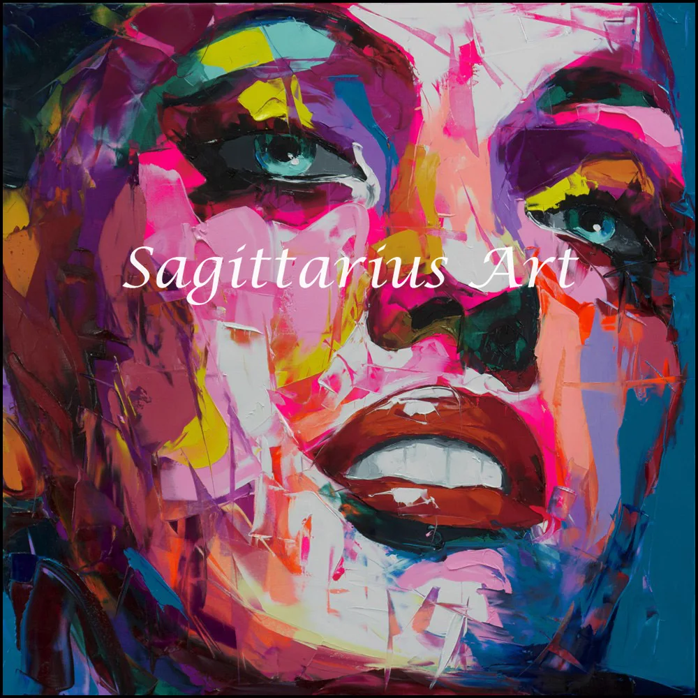 

Hand Painted Francoise Nielly Designers High quality Palette knife Abstract face Oil Painting Canvas handmade Home Bedroom Art