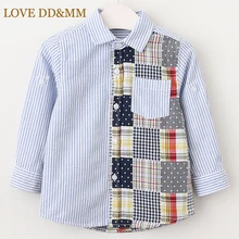 DD& MM/Детские рубашки с надписью «LOVE» коллекция года, новая весенняя детская одежда модные повседневные рубашки в клетку с мозаичным шитьем для мальчиков и девочек