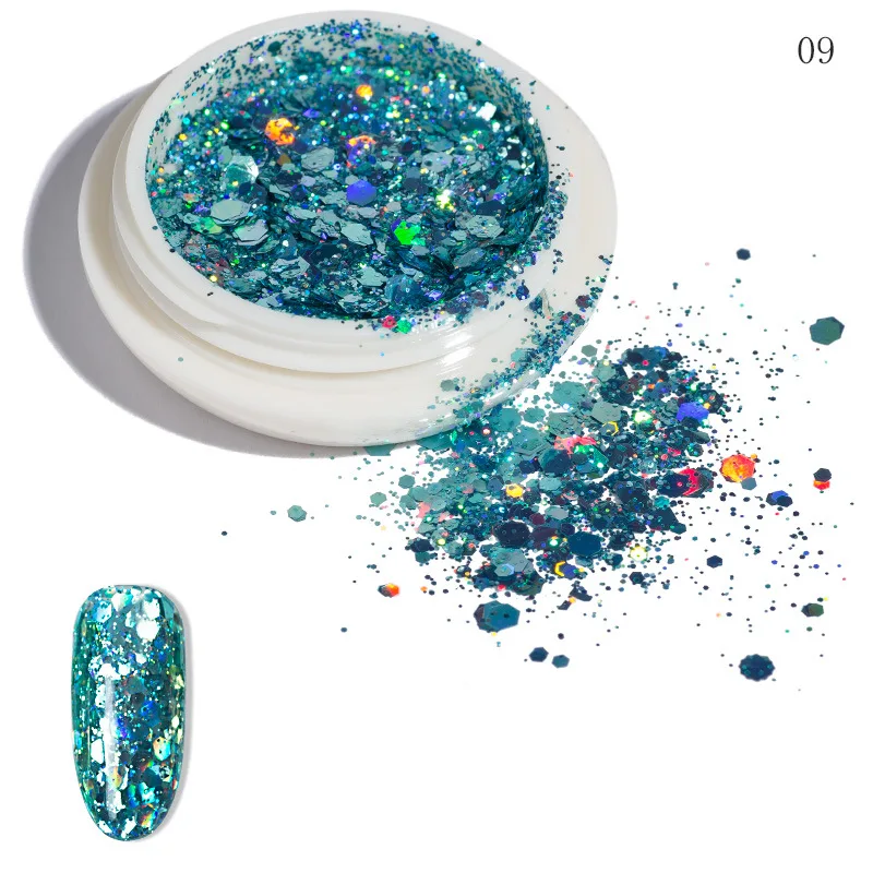 Decoração para Unha Garrafas Paillette Mista Unha Art Glitter Lantejoulas Ultra-fino Flake Pigmento Dicas Manicure Polonês 12 12 Adesivos e decalques