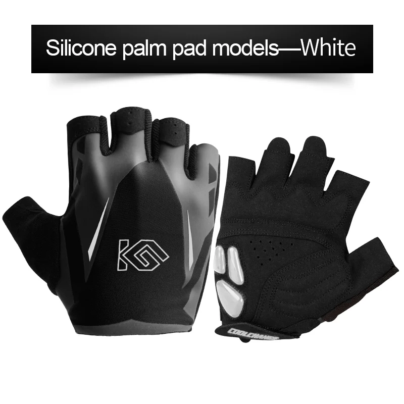 Coolchanger полупальцевые велосипедные перчатки для мужчин и женщин летние велосипедные перчатки спортивные анти-пот гелевые велосипедные перчатки противоскользящие дышащие - Цвет: GEL Silicone White