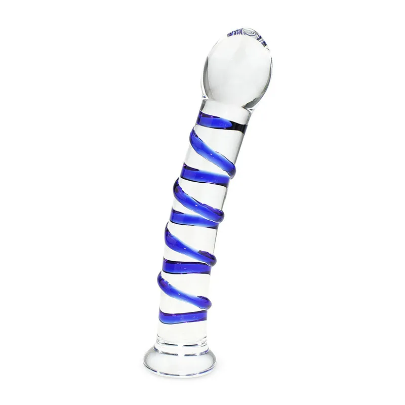 New Transparent Blue Crystal Glass font b Dildos b font Simulation Penis Dong 16 5 3
