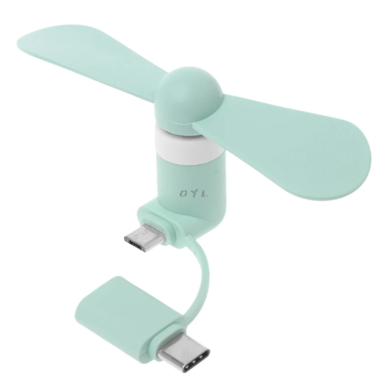 Portable 2in1 Type C Micro USB mini fan cooler for Samsung Xiaomi Huawei HTC Cell Phone and all Smart phone mini fan
