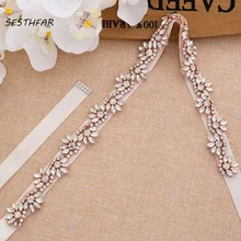 Бусы со стразами свадебный пояс свадебный цветок с кристаллами Пояс розовое золото со стразами для невесты лента для свадьбы DressesJ147RG