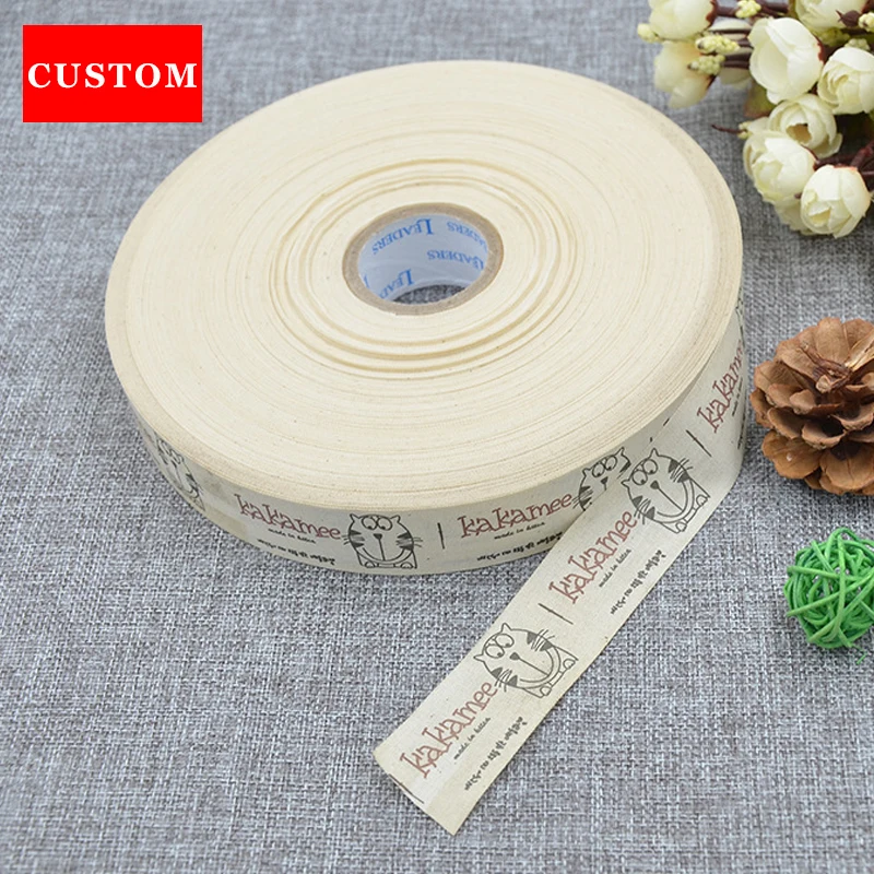 

factory customized garment washing labels cotton printed personalized sign labels garment screen printing clothes brand labels