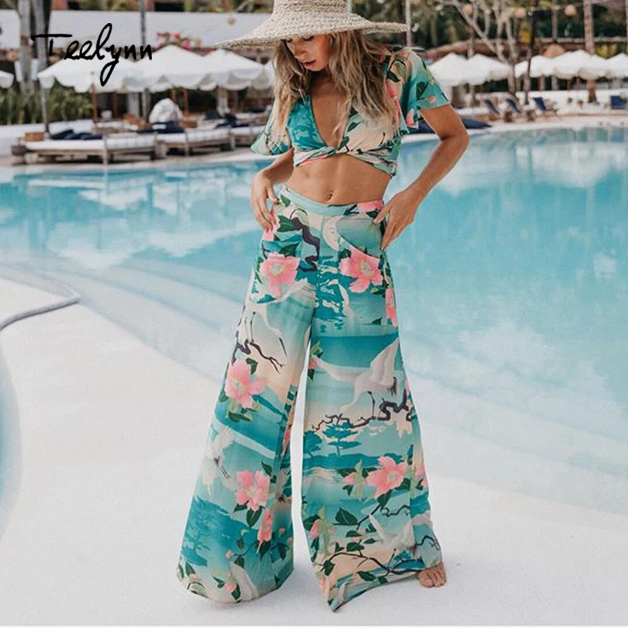 

TEELYNN short Boho blouse for women rayon Floral print sexy V-Neck short Sleeve beach wear summer blouses Hippie wrap blouses