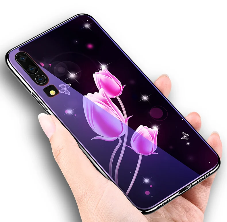 Стеклянный чехол для телефона huawei P30 Lite Pro, стеклянный чехол s, роскошный чехол-накладка с голубым напылением, светильник для huawei P30, Fundas Capa Coque