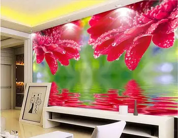 

Custom photo 3d room wallpaper Non-woven mural Water lines red flowers painting 3d wall murals wallpaper for walls 3 d