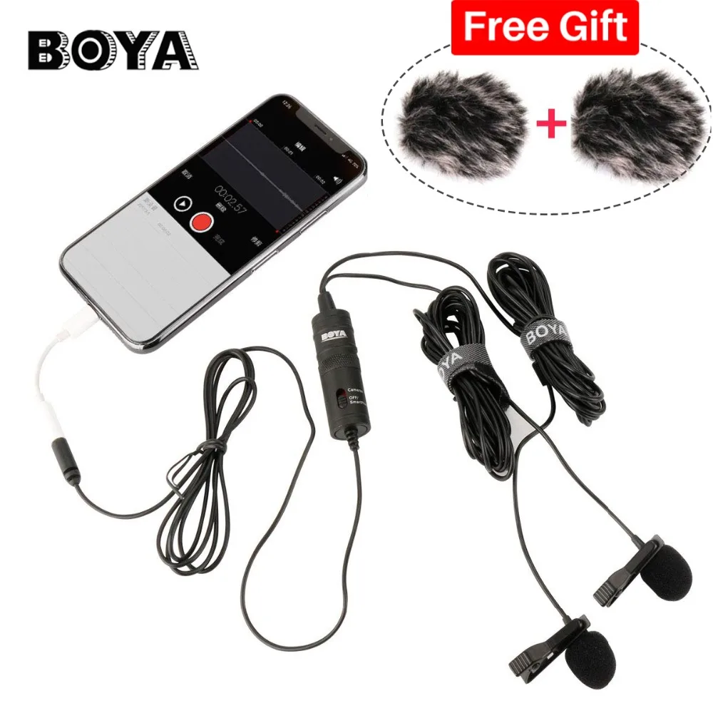 $29.95 | BOYA BY-M1DM Lavalier Microphone 4m Omni-directional Clip-on Lapel Video Mic for iPhone Canon Nikon DSLR,Updated of BY-M1