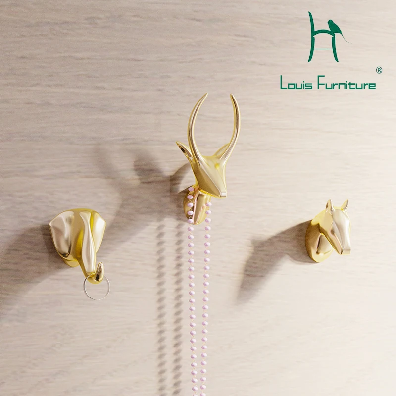 

Louis Fashion CD Racks &Coat Racks Bencross creative wall decoration hook deer head key package 18K gold plating