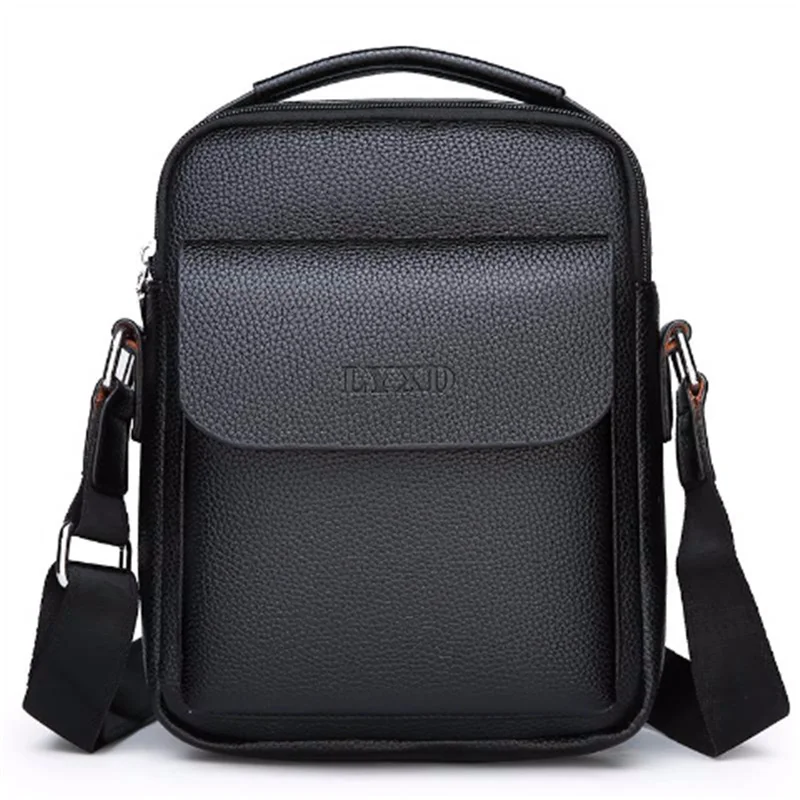 

2019 new Fashion Men PU Leather Shoulder Bag High Quality Travel Crossbody Bag Men Leather Messenger zipper Casual Black Brown