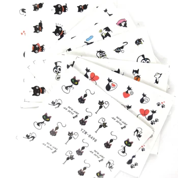 

8 sheet Cute Cat Pattern Water Transfer Nail Stickers Decal Kawaii cat Decals Nails art Manicure Decoration