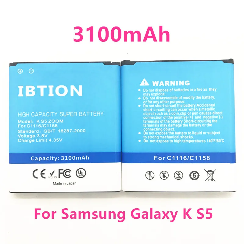 

IBTION 3100mAh Battery EB-BC115BBC For Samsung GALAXY K Zoom SM-C1116 C1115 C1158 Authentic Battery EB-BC115BBE