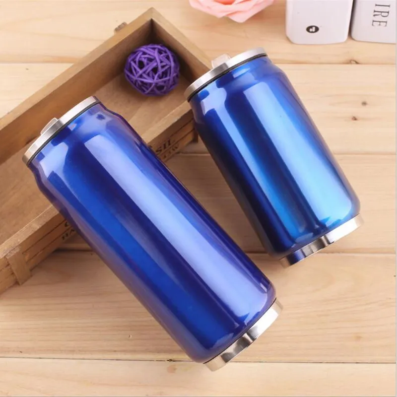 

Creative Fashion Stainless Steel Thermos Flask Mug Reusable Coffee Cup with Lid & Straw Vacuum insulation Garrafa Water Bottle
