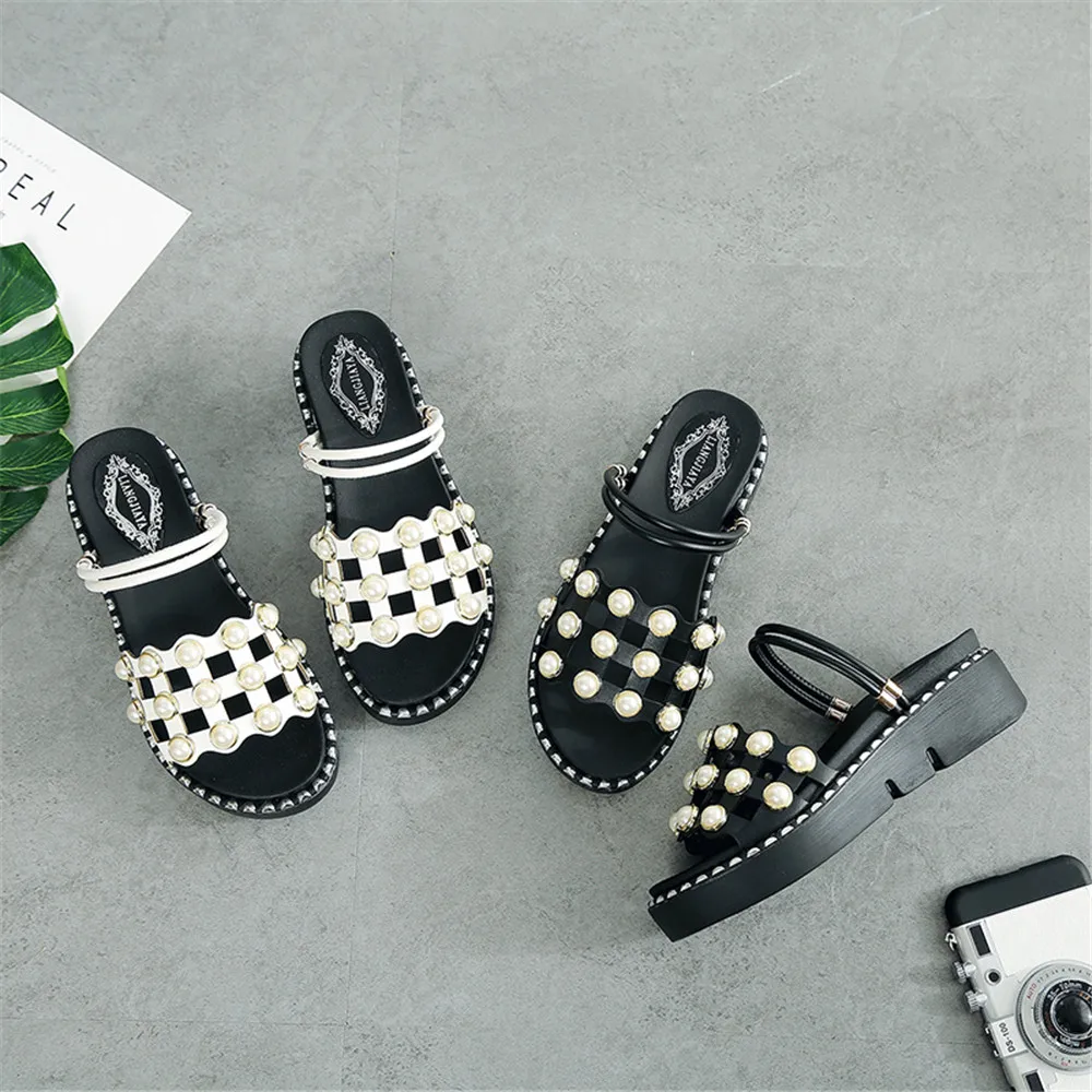 

2019 New Fashion Pearl Shoes and Slip-on Sandals for Women
