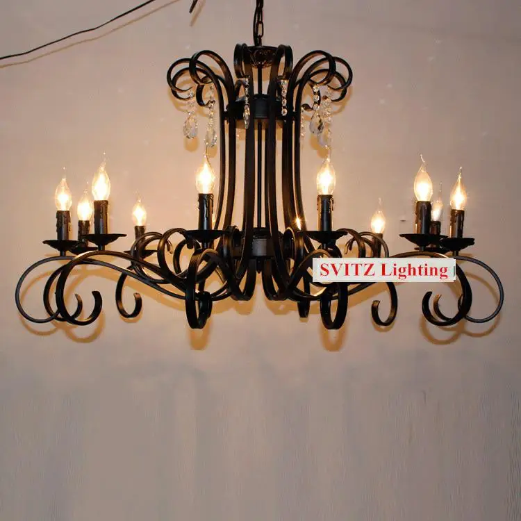 Italy Antique Black chandelier 12 led candle lights crystal chandeliers