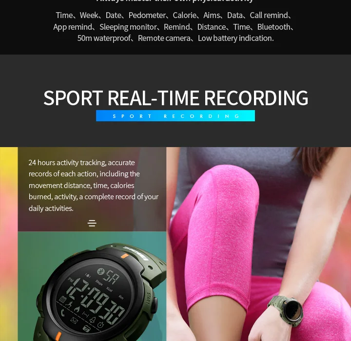 Мужские спортивные часы SKMEI модный бренд шагомер Удаленная камера калории Bluetooth часы напоминание цифровые наручные часы