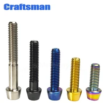 Parafusos de titânio m6 x 10 16 18 20 25 30 35 40 45 50 65mm chave allen, 1 peça parafuso de cabeça de taper para bicicleta, parafusos de freio de bicicleta