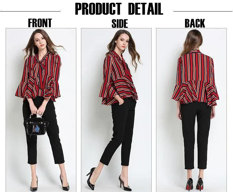 red stripe bow blouse (1)
