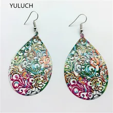 Новое поступление Пара незавершенных красивых зеленых листьев павлина деревянные серьги ювелирные изделия дизайн новое поступление простые