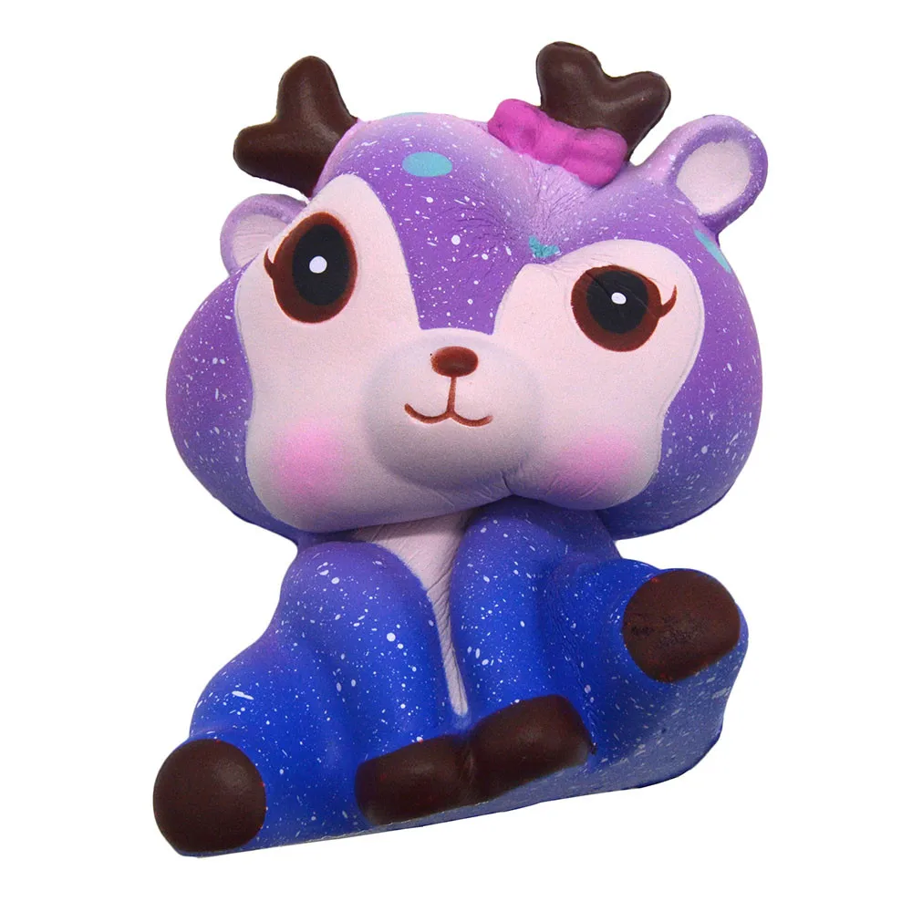 2018 Kawaii 11cm Galaxy Cute Deer Cream Squishy Charm Slow Rising Squeeze Strap Toy Office ...