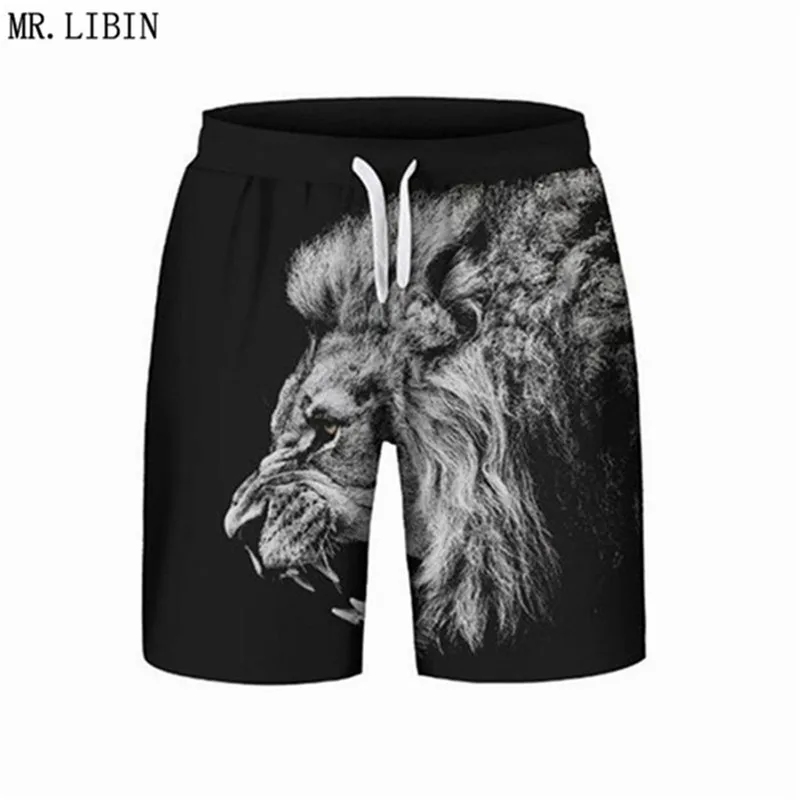 

MR.LIBIN Beach Shorts Man New Loose Short Trousers 3D Printing Lion Hip Hop Male Gym Surf Board Swimsuit Men's Clothing