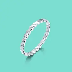 Новый простой стиль S925 серебро кольцо тканый узор дизайн женский однотонное серебряное кольцо не выцветают памятной день Подарочная
