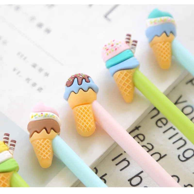 

24 pcs/Lot Ice cream Black color gel pen 0.5mm roller ball pens Stationery Office accessories School supplies papeleria A6742