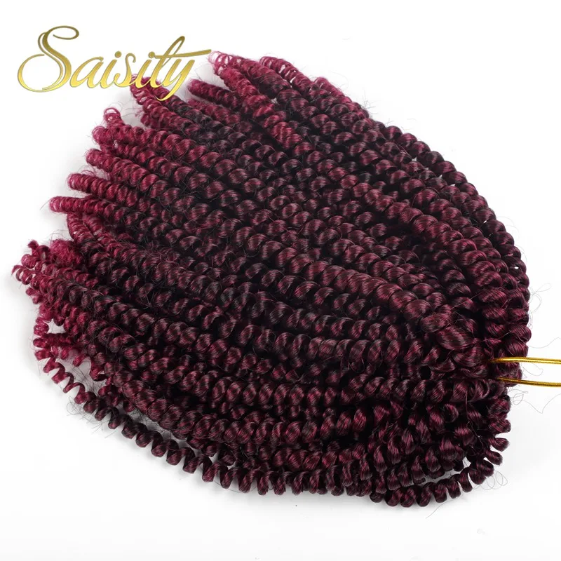 Saisity 8 дюймов 60 прядей нубийские крученые крючки Омбре Синтетические плетение бомба твист наращивание волос для пушистого твист