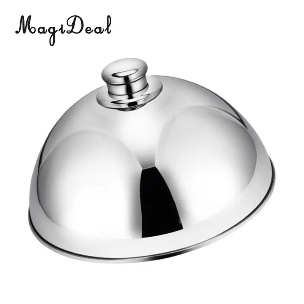 Stainless Steel Food Cover Cloche Plate with Domed Cover Dish Silver big