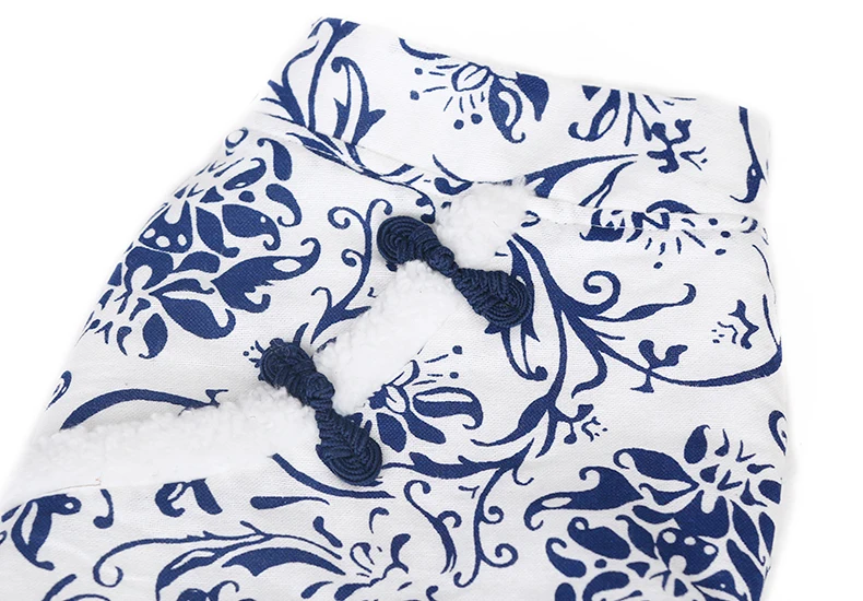 Exotic China Style Blue and White Porcelain Print Pet Clothes Thermal Thickened Size Winter Pet Coat for Small Dogs Dropshipping (5)