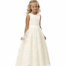 Белое кружевное платье принцессы для девочек; свадебное платье для девочек; праздничная одежда; сезон весна-осень; Изящные Детские костюмы для первого причастия