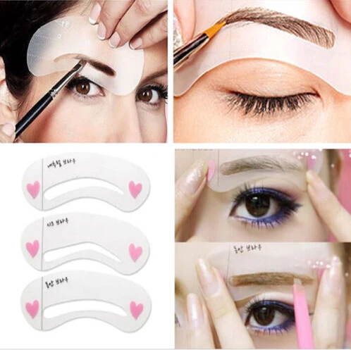 

3 Styles/Lot DIY Shaping Beauty Eyebrow Template Stencil Grooming Brow Painted Model Stencil Kit Eyebrow MakeUp Tools