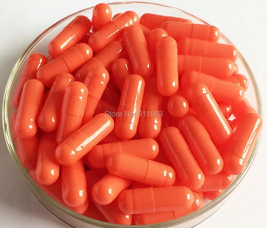 

00# 100pcs ! Orange-Orange Colored Empty Capsules,Hard Gelatin Empty Capsule size 00 ! (seperated or joined capsules available)