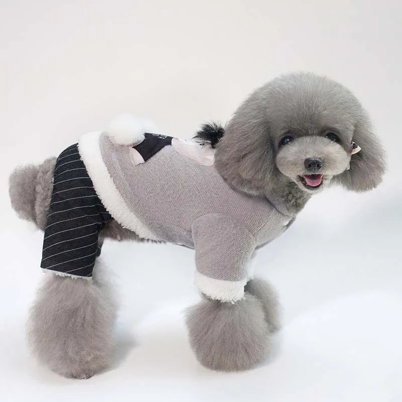 Модный крутой комбинезон для собаки с медведем, зимняя утолщенная теплая Повседневная одежда для собак, индивидуальная полосатая одежда для чихуахуа 20E