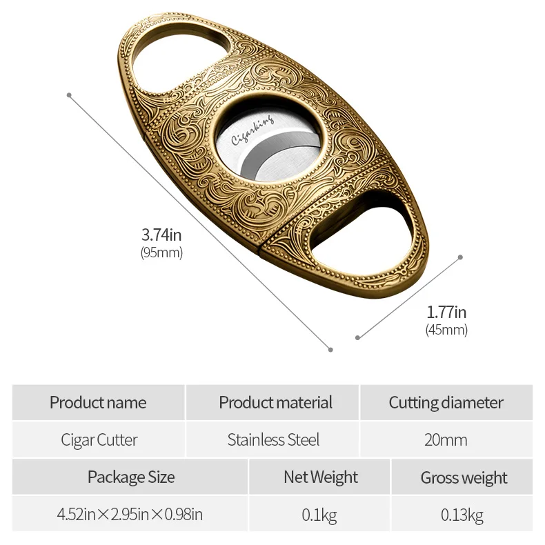 Cigarloong классический резной нож для сигар из нержавеющей стали металлический Каттер для сигар Золотое лезвие Гильотинный Резак для сигар CD-1096