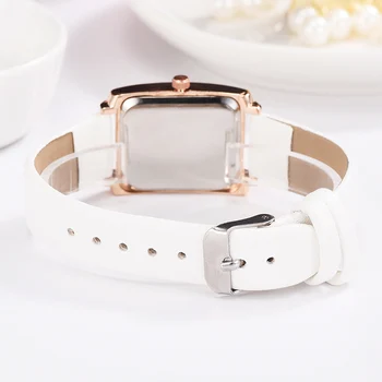 

Women Student Quartz Watch Fashion Square Dial with Adjustable PU Strap LL@17